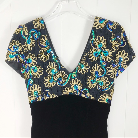 VINTAGE DAVE & JOHNNY 1980s Velvet Black Dress - Picture 6 of 12